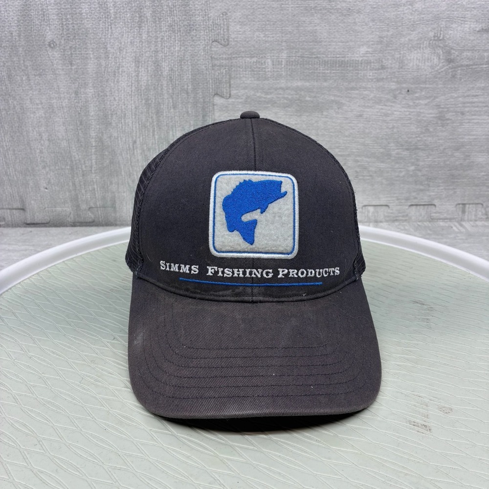 Simms Fishing Products Hat Mens OSFA Gray Cotton Mesh Snapback Trucker Cap
